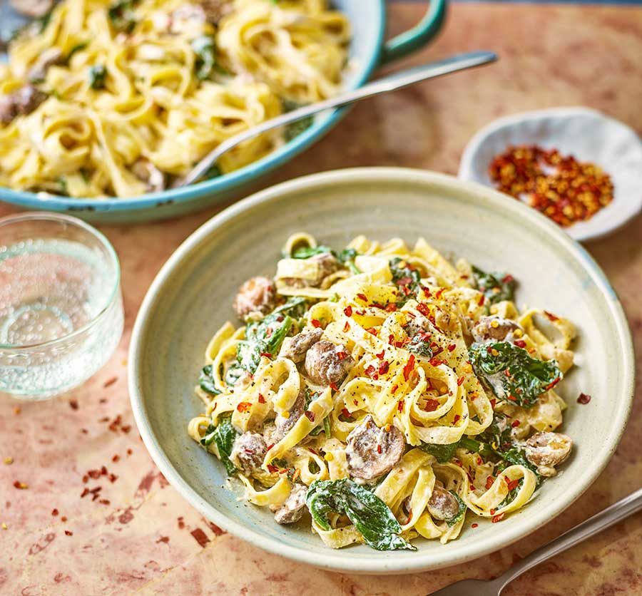 Creamy Spinach & Mushroom Pasta